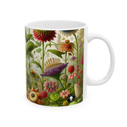 « Jardin enchanté : une scène fantaisiste » – Tasse en céramique Alien 11 oz