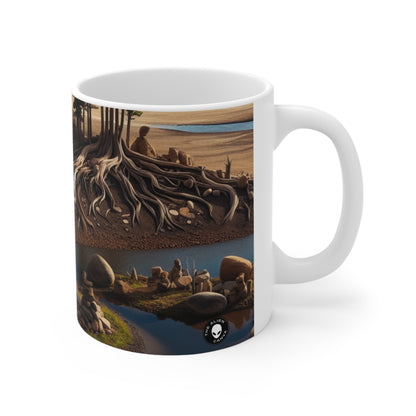 Transient Traces: An Immersive Land Art Installation Exploring the Fragility of Memories - The Alien Ceramic Mug 11oz Land Art