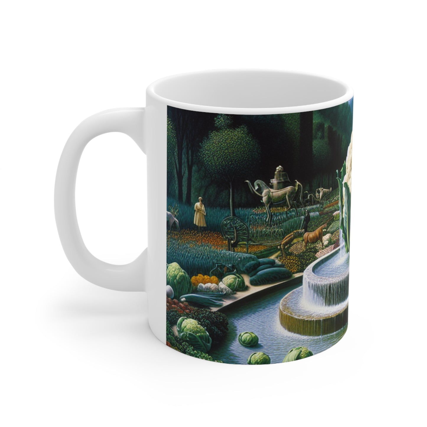 "La fontaine végétale : un conglomérat de chou-fleur" - La tasse en céramique Alien 11oz Surréalisme