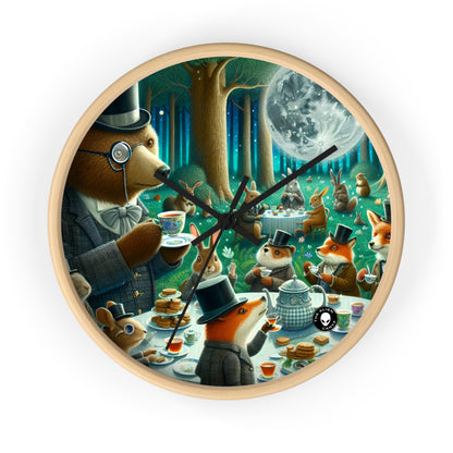 "Enchanted Moonlit Tea Party in the Forest" - The Alien Wall Clock