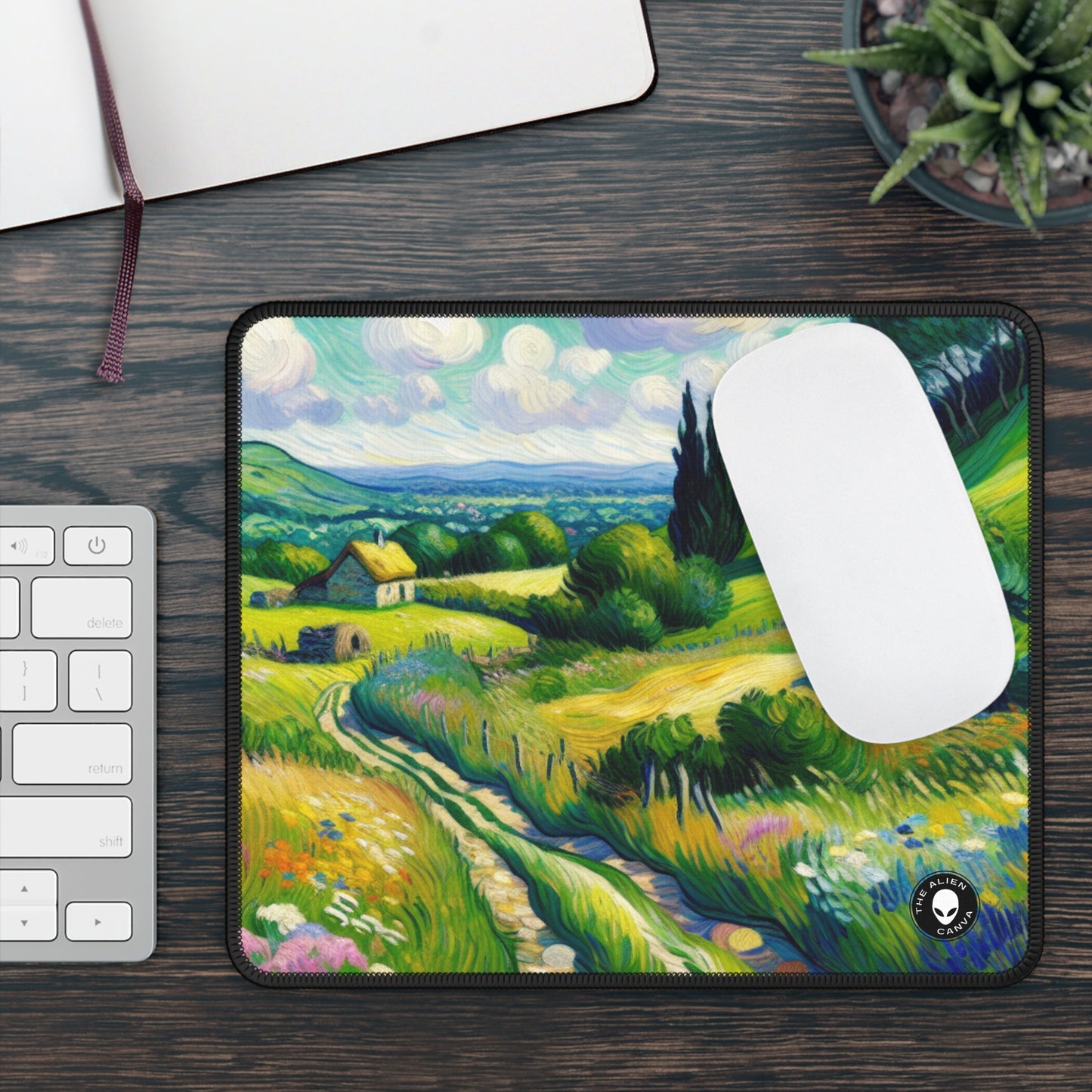 "Mañana mística: un viaje postimpresionista hacia un amanecer vibrante" - The Alien Gaming Mouse Pad Postimpresionismo