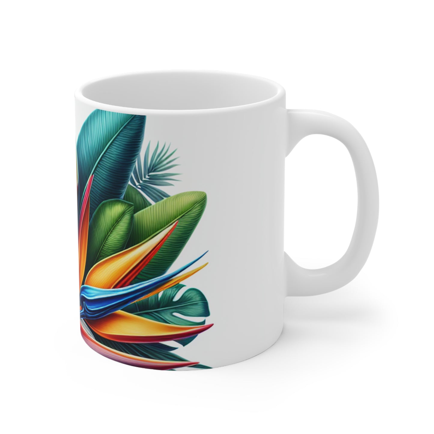 "Tucán en una floración tropical" - La taza de cerámica alienígena 11oz estilo hiperrealismo