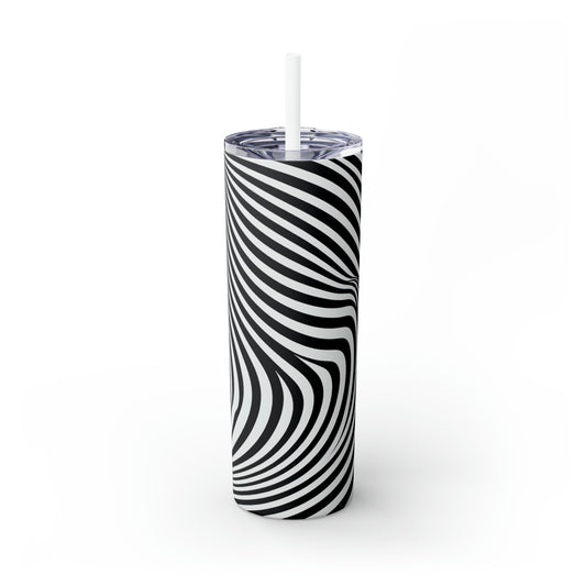 "Optical Illusion Wave" - The Alien Maars® Skinny Tumbler with Straw 20oz Op Art Style