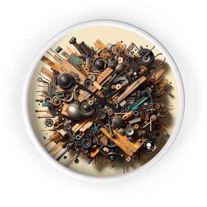 "Nature's Harmony: Assemblage Art with Found Objects" - The Alien Wall Clock Assemblage Art