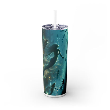 "Enchantment Below: A Bioluminescent Underwater Metropolis" - The Alien Maars® Skinny Tumbler with Straw 20oz