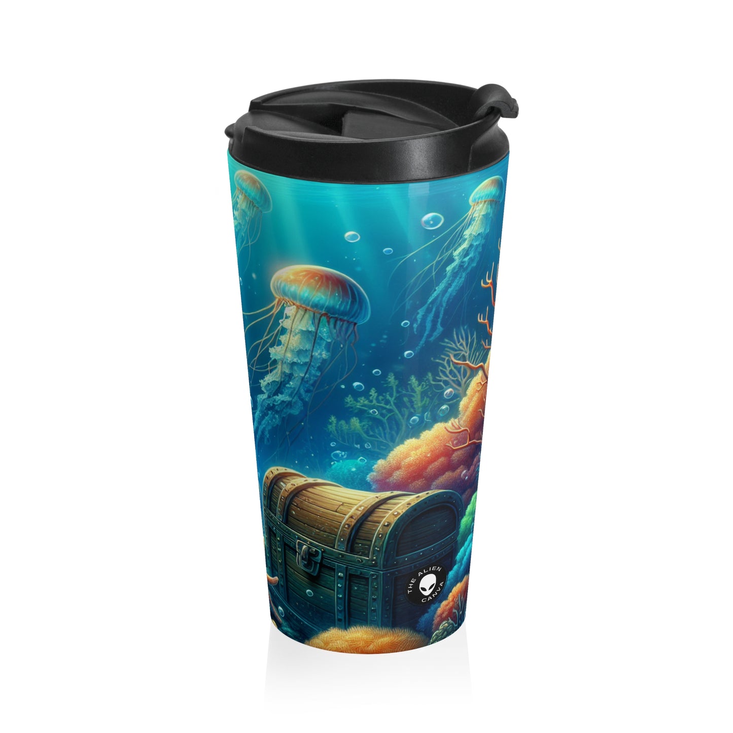 "Beneath the Waves: A Hidden Treasure" - The Alien Stainless Steel Travel Mug