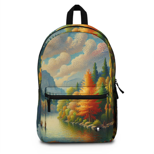 "Serenity in Dots: A Pointillism Sunset at the Beach" - The Alien Backpack Pointillism