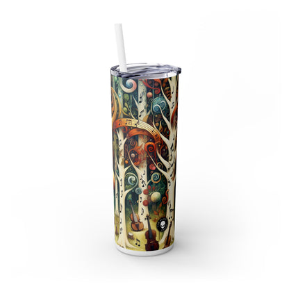 "Melodic Enchantment: The Instrumental Forest" - The Alien Maars® Skinny Tumbler with Straw 20oz