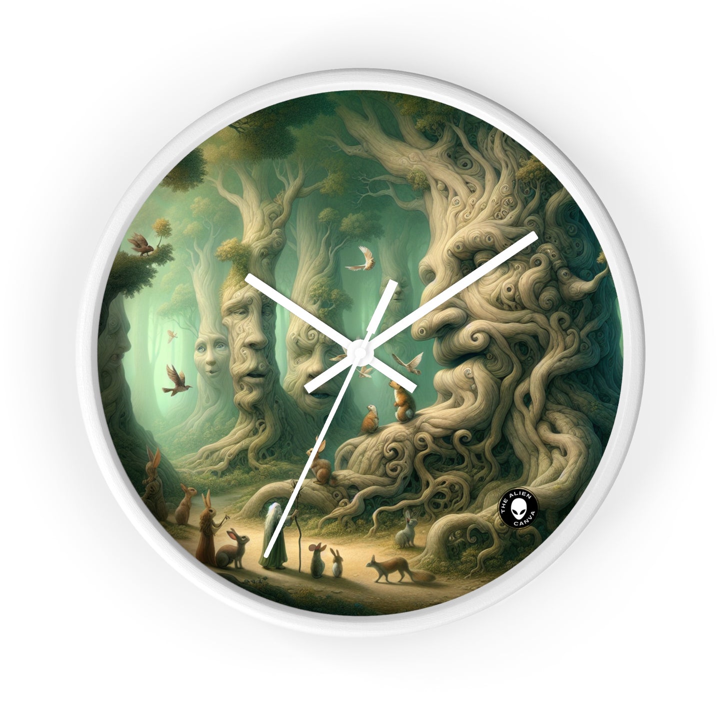 "Enchanted Whispering Forest" - The Alien Wall Clock