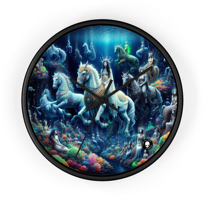 "Enchanted Underwater Realm: Mermaids and Seahorses" - The Alien Wall Clock