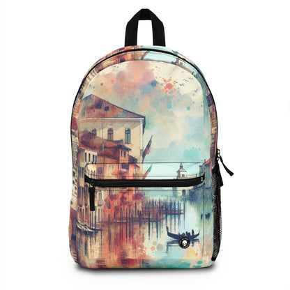 Tranquil Coast: A Serene Watercolor Sunset Painting - The Alien Backpack Watercolor Painting