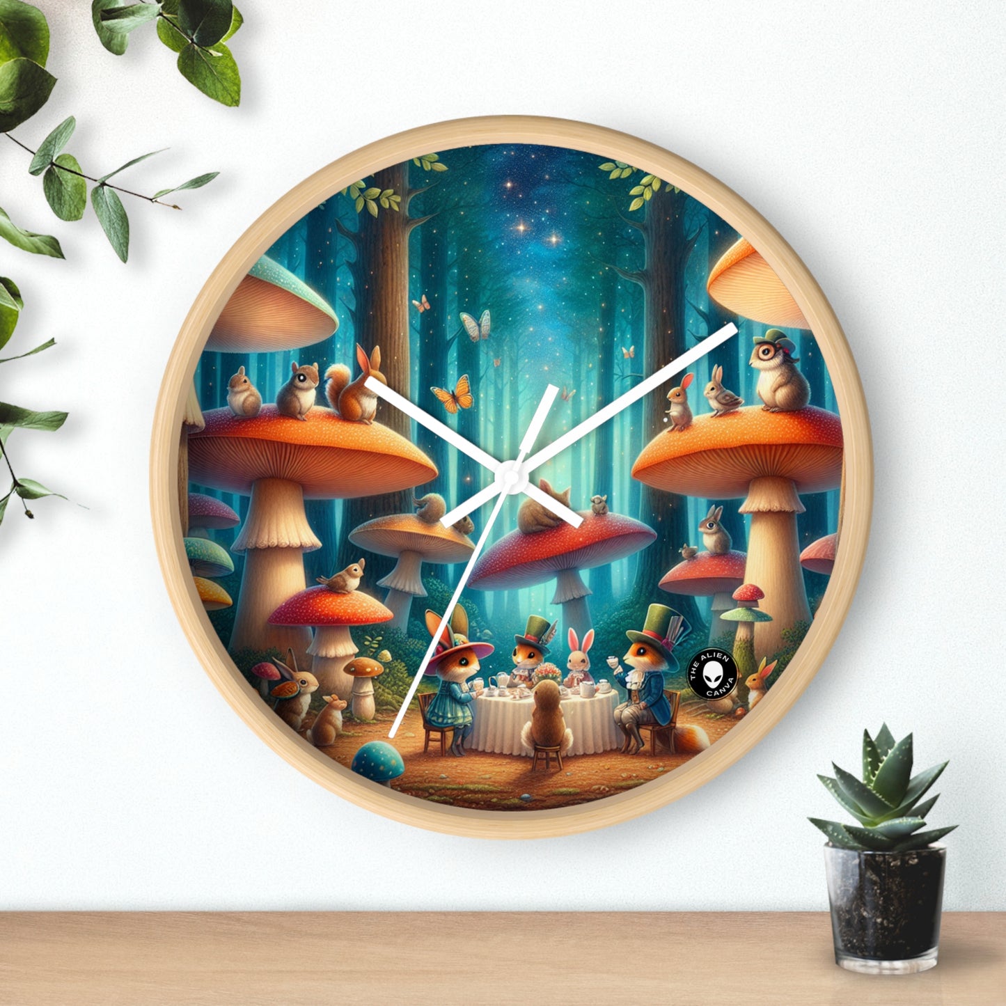 "Mushroom Wonderland: una fiesta de té mágica" - El reloj de pared alienígena