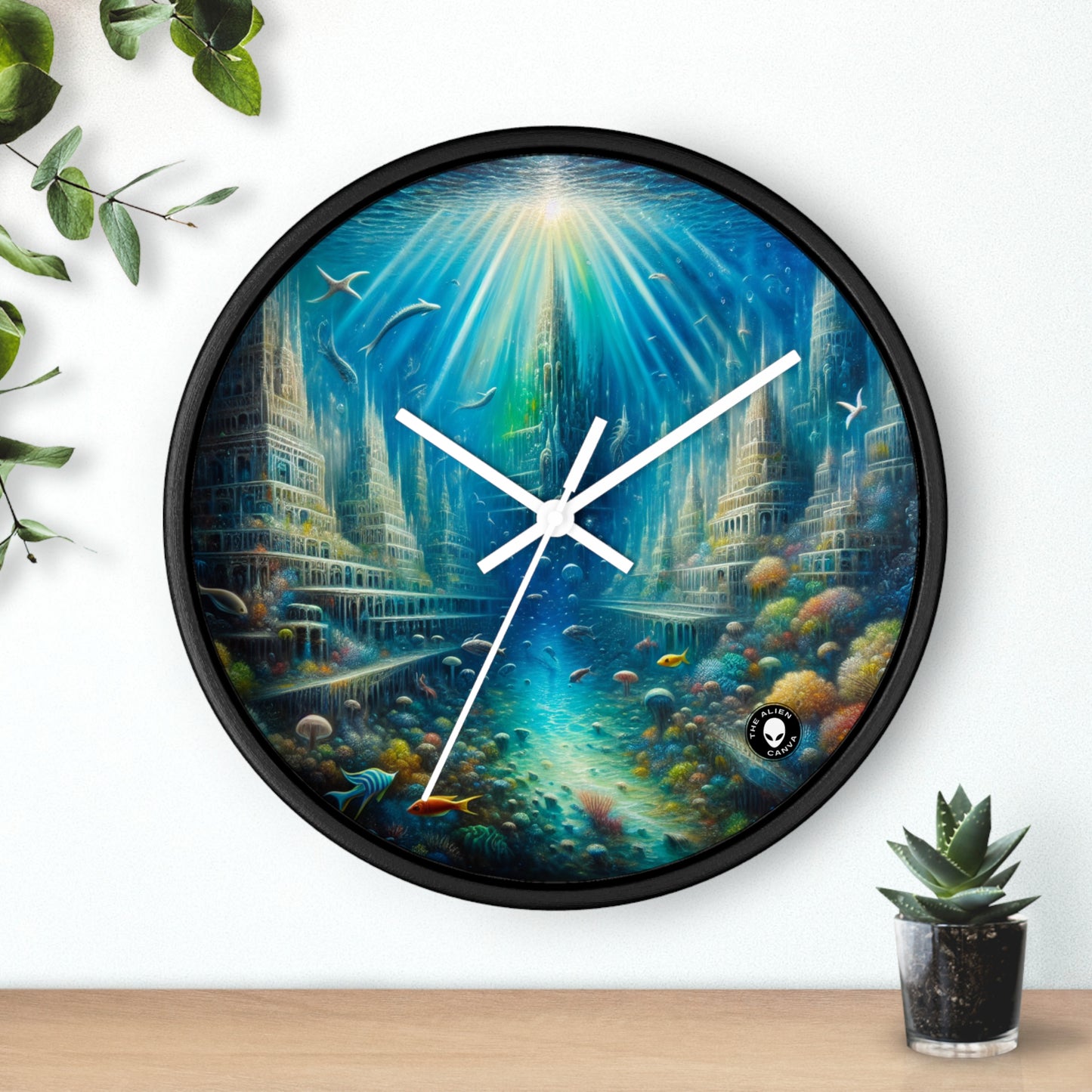 "La ville sous-marine enchantée" - L'horloge murale extraterrestre