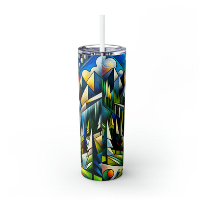 "Cubic Naturalism" - The Alien Maars® Skinny Tumbler with Straw 20oz Cubism Style