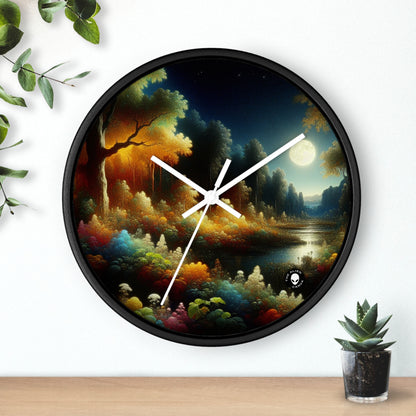 "Light and Dark in the Moonlight" - The Alien Wall Clock Post-Impressionism