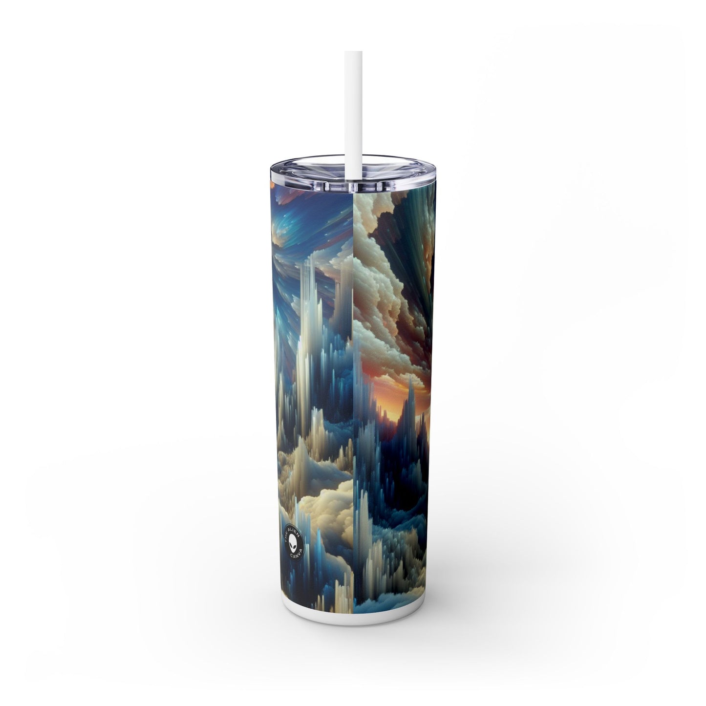 Picos de cristal y cielos coloridos: vaso estrecho con pajita de 20 oz de Alien Maars®