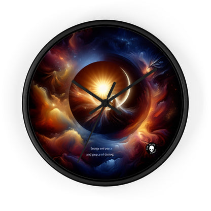 "Celestial Embrace: The Fusion of Sun and Moon" - The Alien Wall Clock