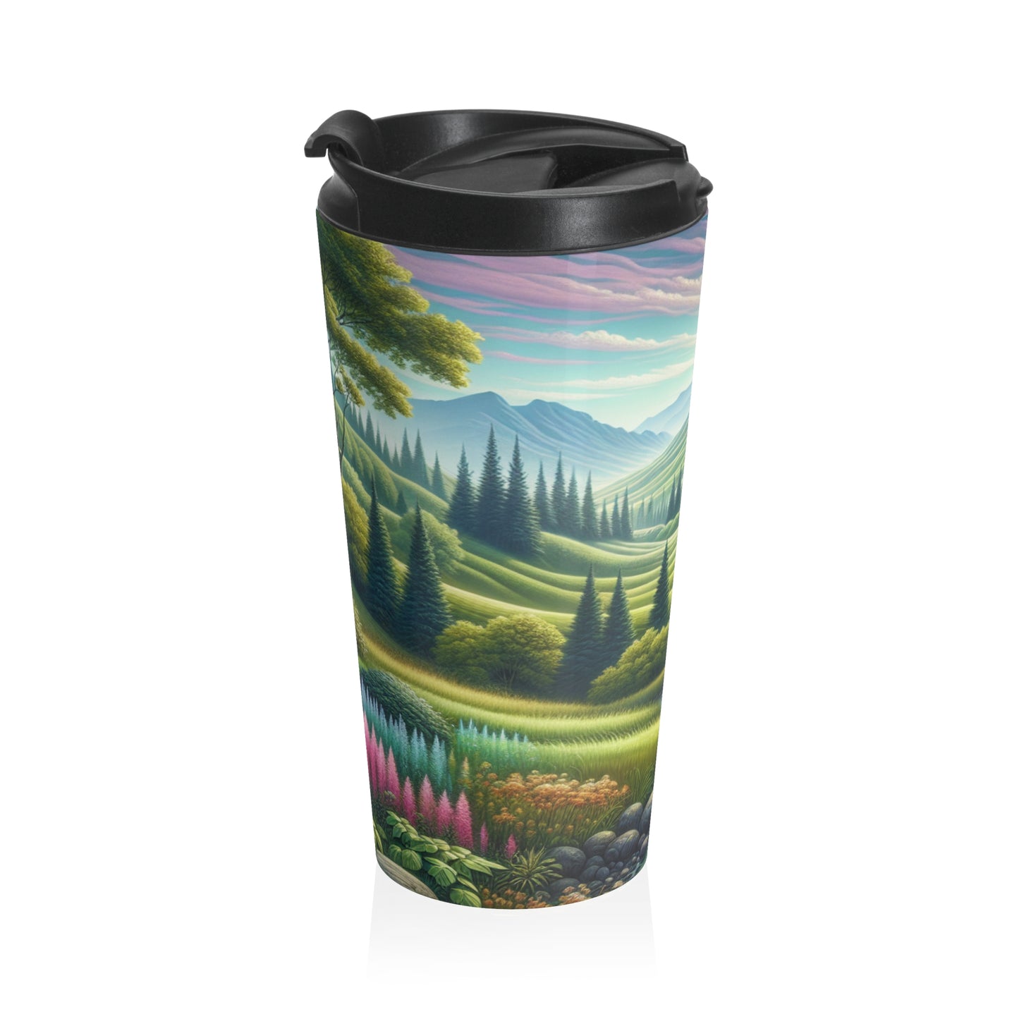 "Seasons in Serenity: An Environmental Art Journey" - The Alien Stainless Steel Travel Mug Environmental Art