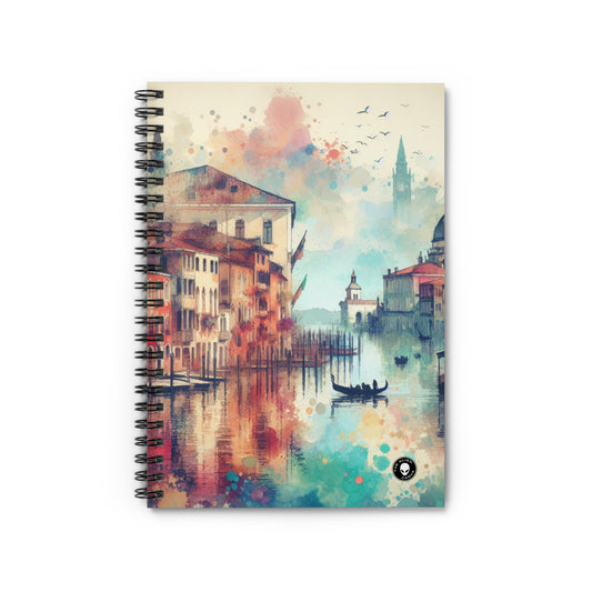 Tranquil Coast: A Serene Watercolor Sunset Painting - The Alien Spiral Notebook (Ruled Line) Watercolor Painting