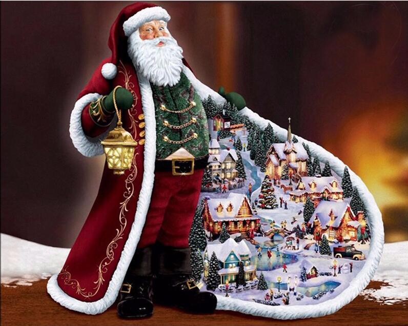 New 5D DIY Diamond Painting Father Christmas Embroidery Full Square Diamond Cross  Rhinestone Mosaic Painting Home Decor