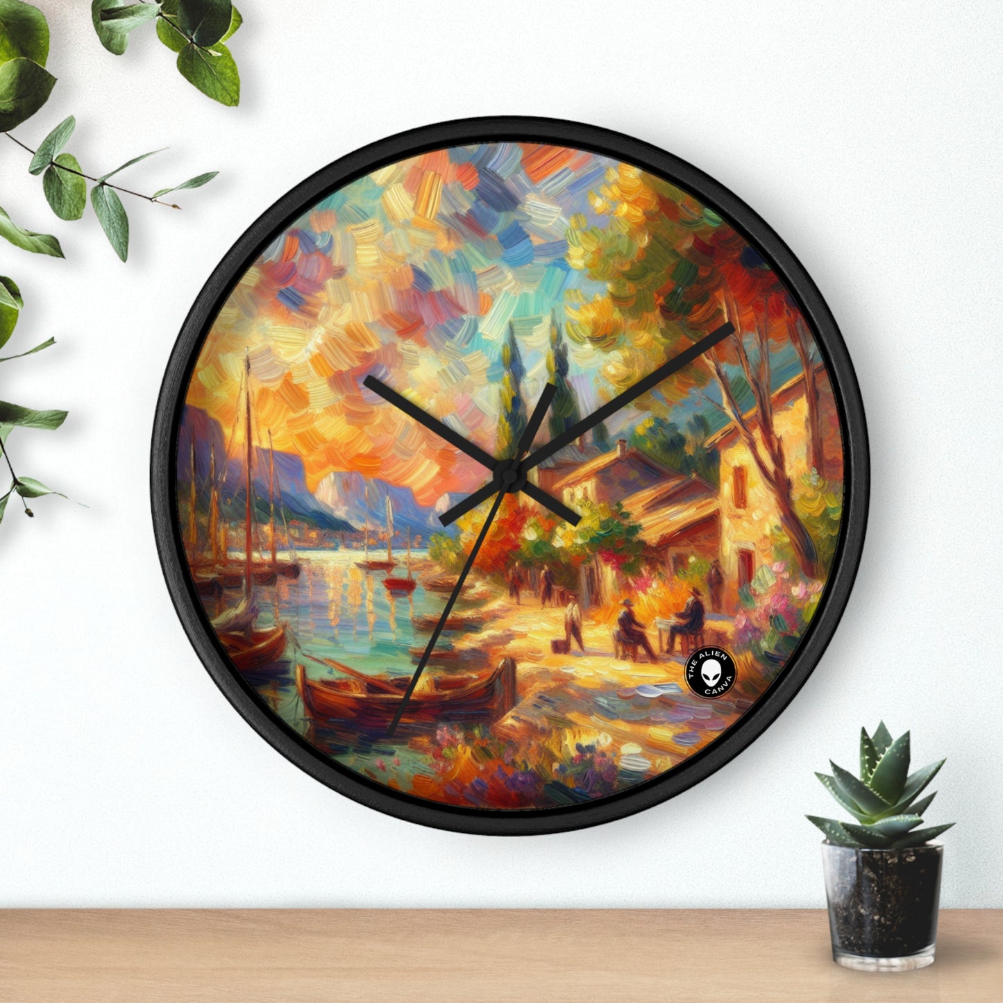 Golden Dusk: A Serene Impressionist Stroll by the Water - The Alien Wall Clock Impressionism