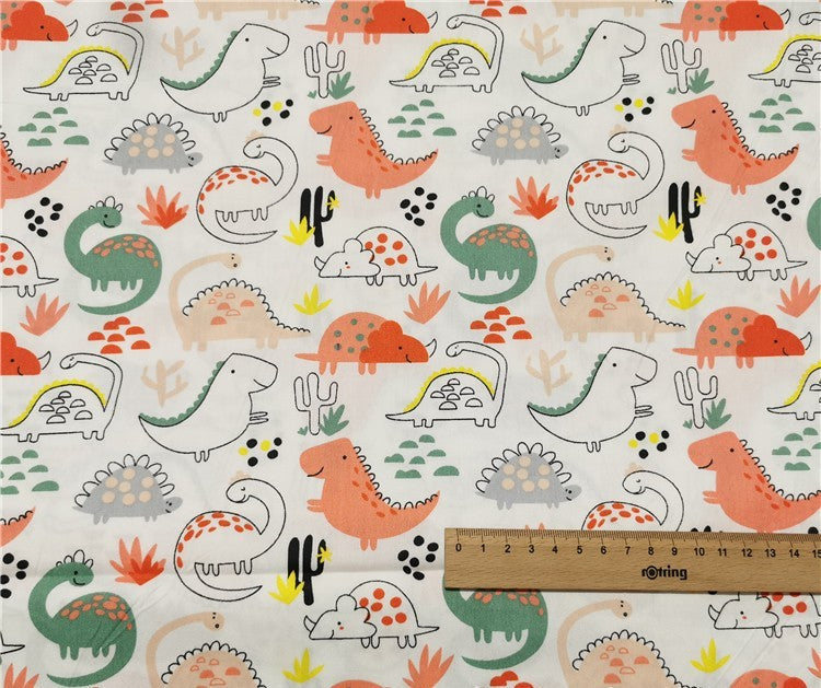 Tissu de drap de couette en pur coton avec dinosaure de dessin animé sergé