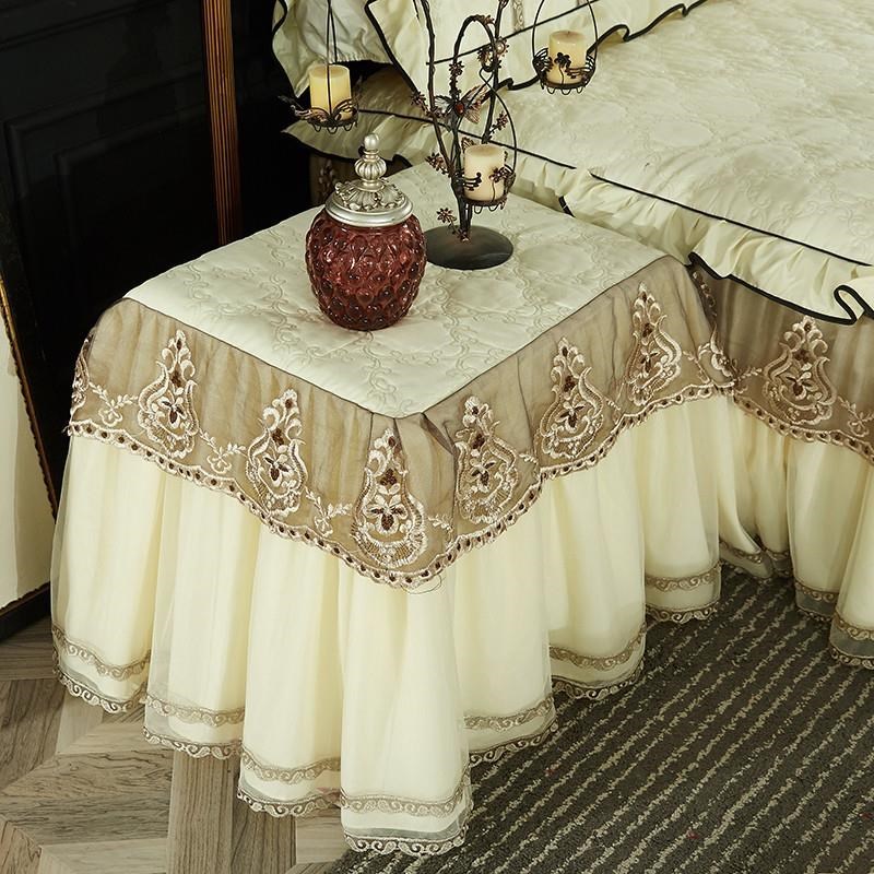 Housse en dentelle, housse anti-poussière tout compris, en tissu, serviette polyvalente pour Table de chevet, coussin de style européen