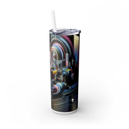 "Neon Nights: A Futuristic Urban Dream" - The Alien Maars® Skinny Tumbler with Straw 20oz Digital Art