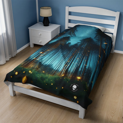 "Twilight Enchantment: Firefly Forest" - The Alien Velveteen Plush Blanket