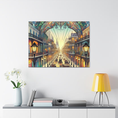 "Vivid Splendor: A Picture of New Orleans's French Quarter" - The Alien Canva Art Nouveau Style