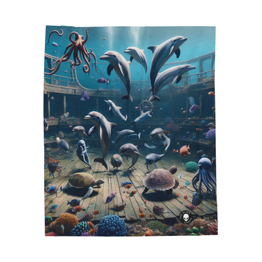 "Shipwreck Soiree: An Underwater Dance Party" - The Alien Velveteen Plush Blanket