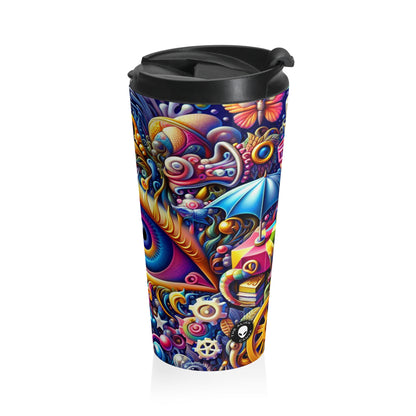 "Cityscape Dreams: A Surreal Night Scene" - The Alien Stainless Steel Travel Mug Magic Realism