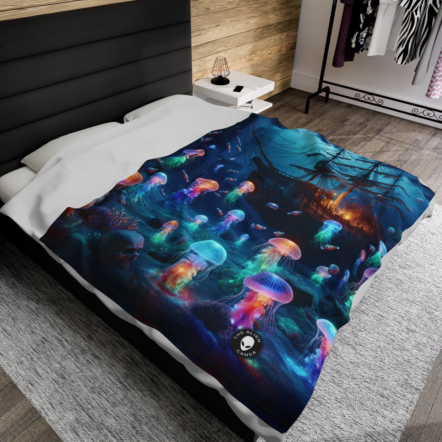 "Glowing Jellyfish Paradise: A Dreamy Underwater Adventure" - The Alien Velveteen Plush Blanket