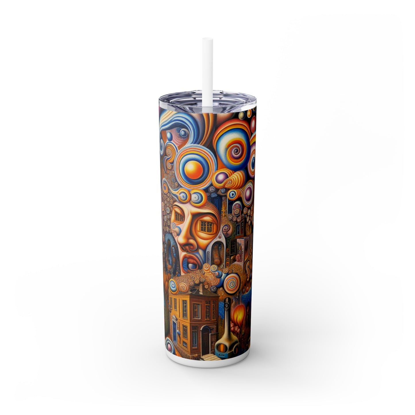 "Melted Time: A Whimsical Dance of Dreams" - The Alien Maars® Skinny Tumbler with Straw 20oz Surrealism