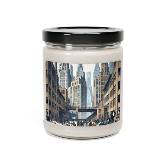 "Geometría urbana: un paisaje urbano moderno con nueva objetividad" - La vela de soja con aroma a extraterrestre de 9 oz Nueva objetividad