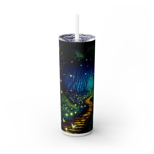 "Bosque encantado: resplandor nocturno": vaso estrecho con pajita de Alien Maars® de 20 oz