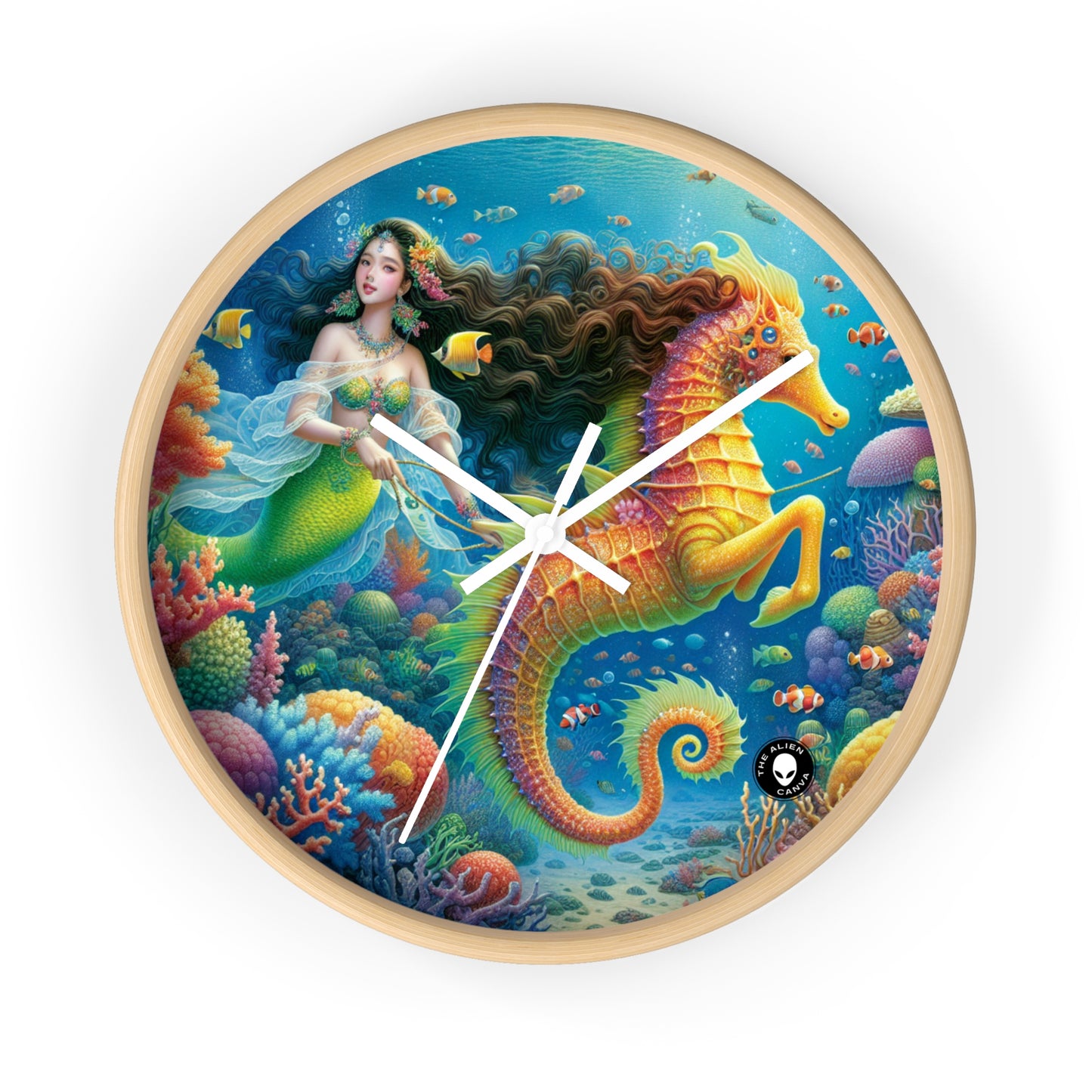 "Mermaid's Magical Coral Ride" - The Alien Wall Clock