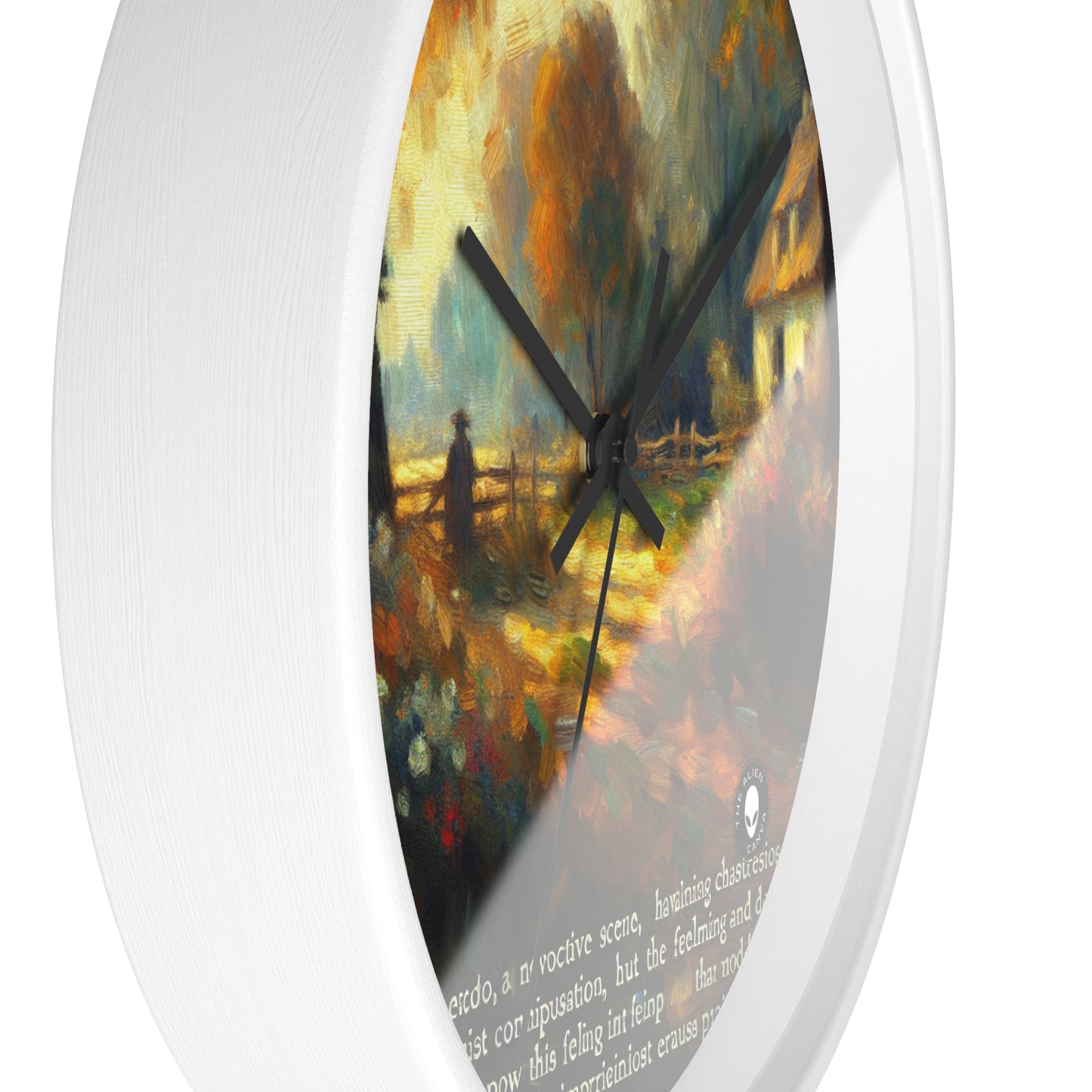 "Serenidad al atardecer: pintura impresionista de jardín" - El impresionismo del reloj de pared alienígena