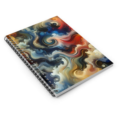 "Chaotic Balance: A Universe of Color" - The Alien Spiral Notebook (Ruled Line) Abstract Art Style