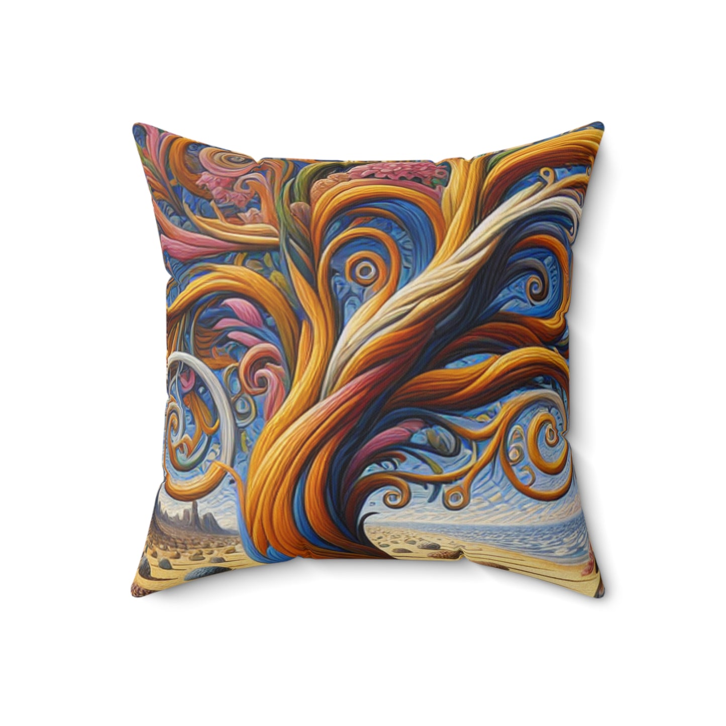 "Oasis Illusion: An Immersive Hyperrealistic Experience"- The Alien Spun Polyester Square Pillow Hyperrealism