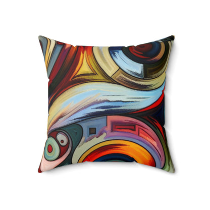 "Stormy Symphony: A Captivating Abstract Expressionist Painting"- The Alien Spun Polyester Square Pillow Expressionism