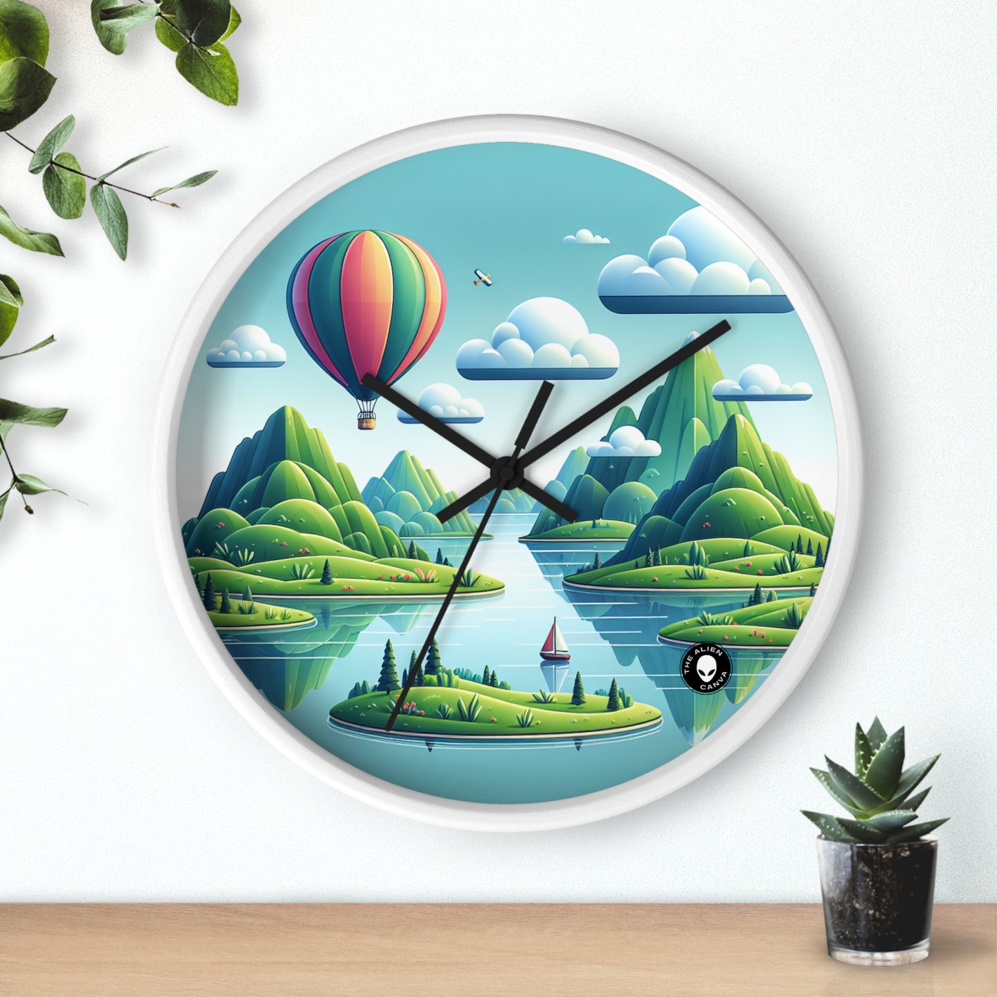 "Tranquil Skies: Hot Air Balloon Adventure" - The Alien Wall Clock