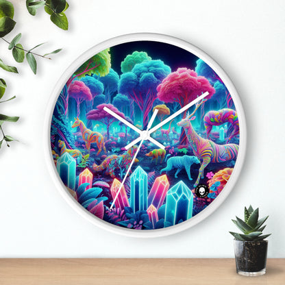 "Glowing Enchantment: Neon Forest" - The Alien Wall Clock