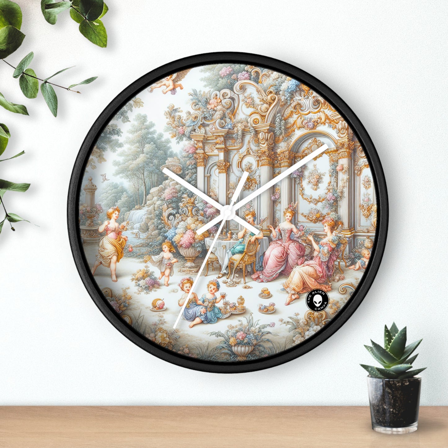 "Un jardín de delicias rococó: una extravagancia caprichosa" - El reloj de pared alienígena rococó