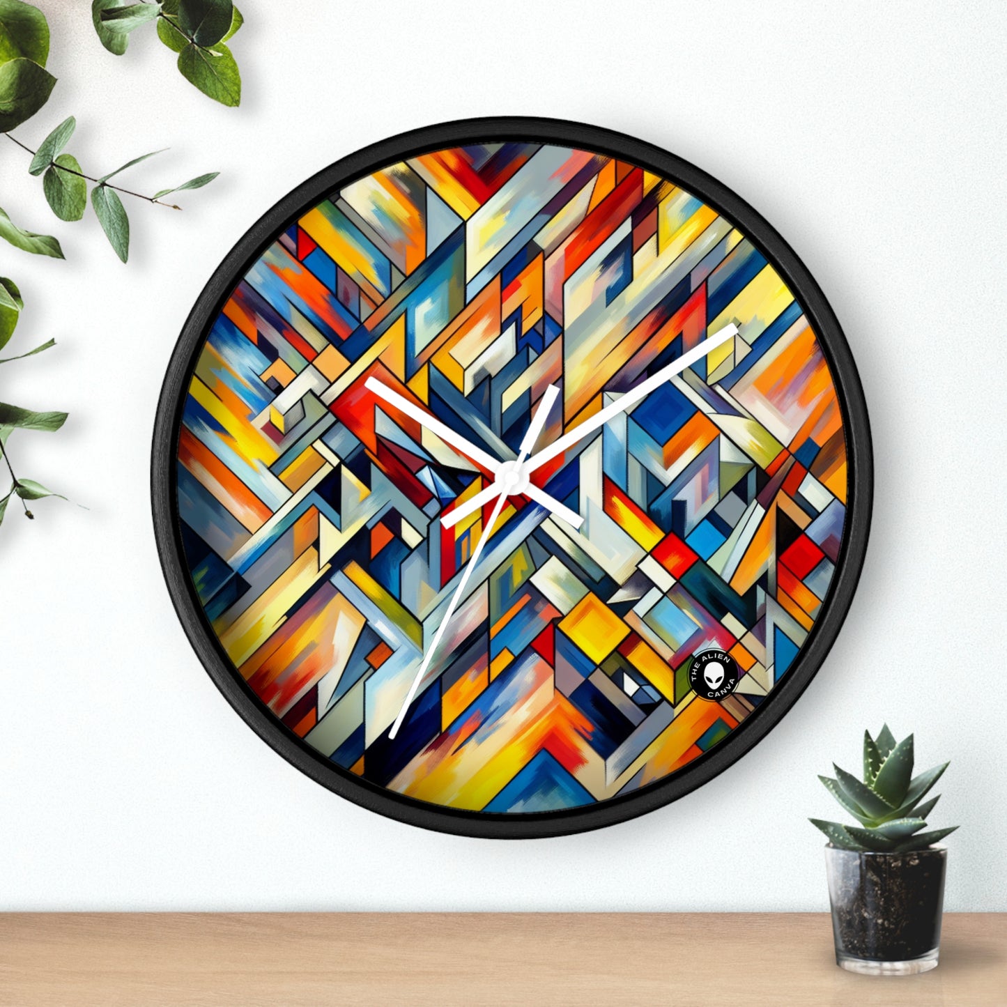 "Night Pulse: A Cubo-Futurist Cityscape" - The Alien Wall Clock Cubo-Futurism