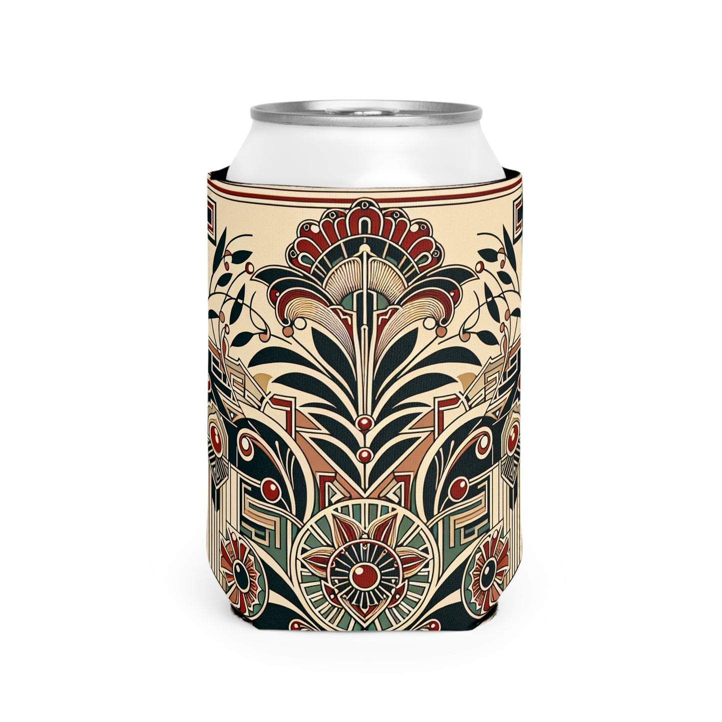 "Golden Glamour: A Dynamic Art Deco Cityscape at Sunset" - The Alien Can Cooler Sleeve Art Deco