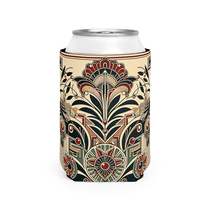 "Golden Glamour: A Dynamic Art Deco Cityscape at Sunset" - The Alien Can Cooler Sleeve Art Deco