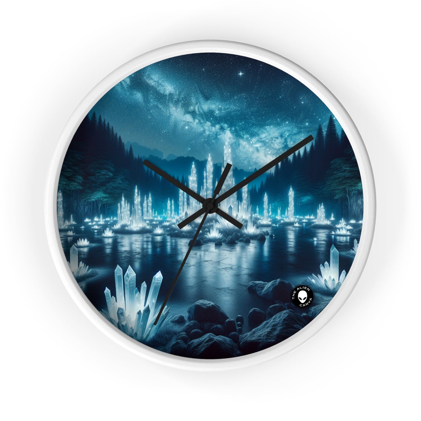 "Crystal Grove: Starlit Reflections" - The Alien Wall Clock