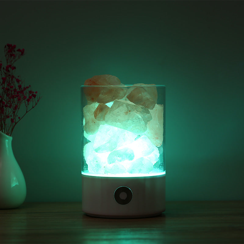 Lámpara LED de sal del Himalaya con luz de cristal USB