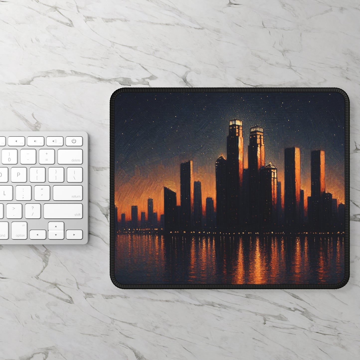 "The City Aglow" - The Alien Gaming Mouse Pad Post-Impressionism Style